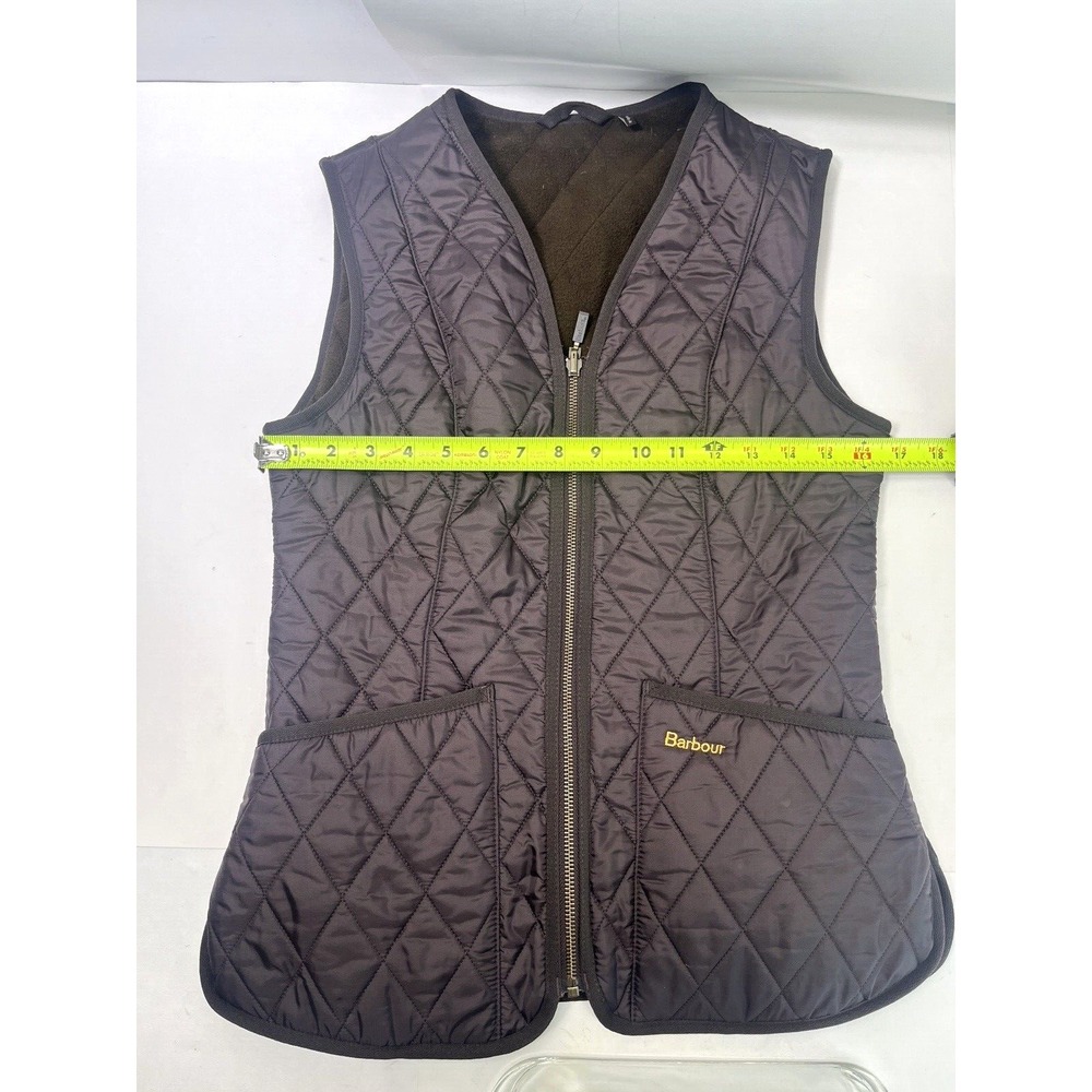 Barbour Womens Brown Quilted Fleece Lined Betty Vest Size 4 US Zip Old Money - Picture 7 of 14
